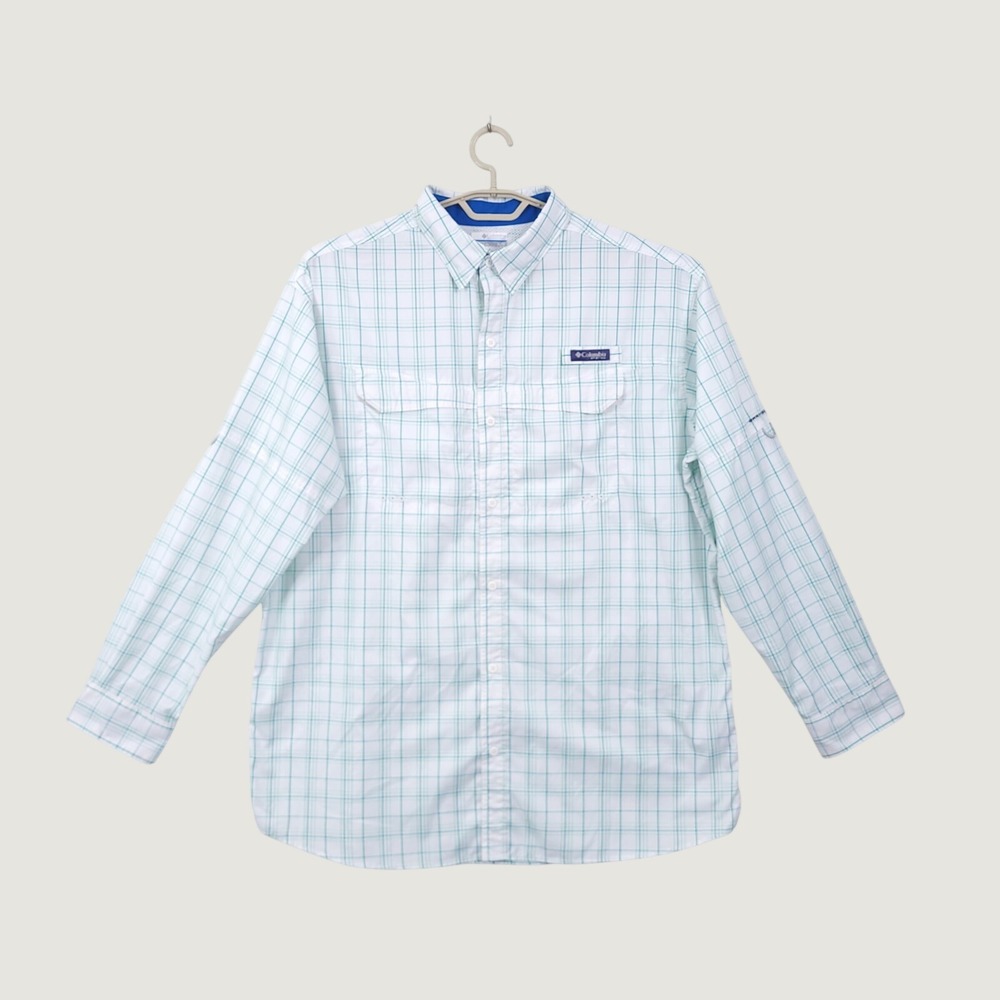 Columbia PFG Omni Shade Fishing Shirt Men XL Plaid Performance Preppy Casual